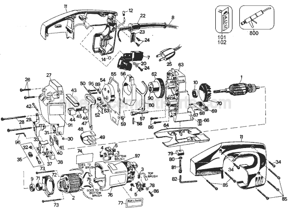 Page A Diagram and Parts List for 3157-10 Type 2 Black and Decker Jig Saw